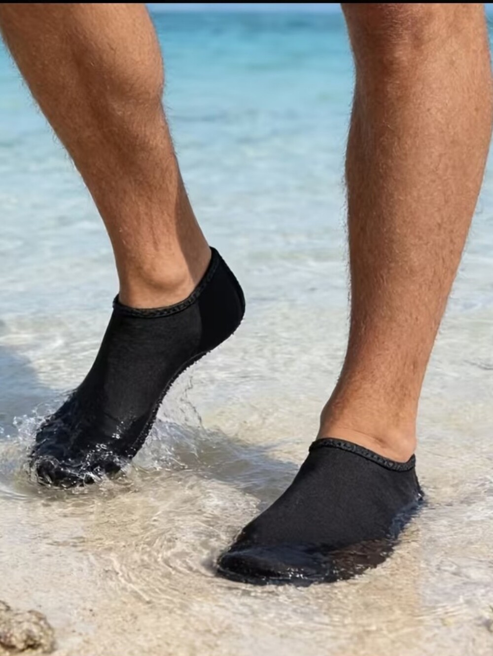 Unisex Pair of Barefoot Water Beach Pool Gym Shower Sock Shoes, Black